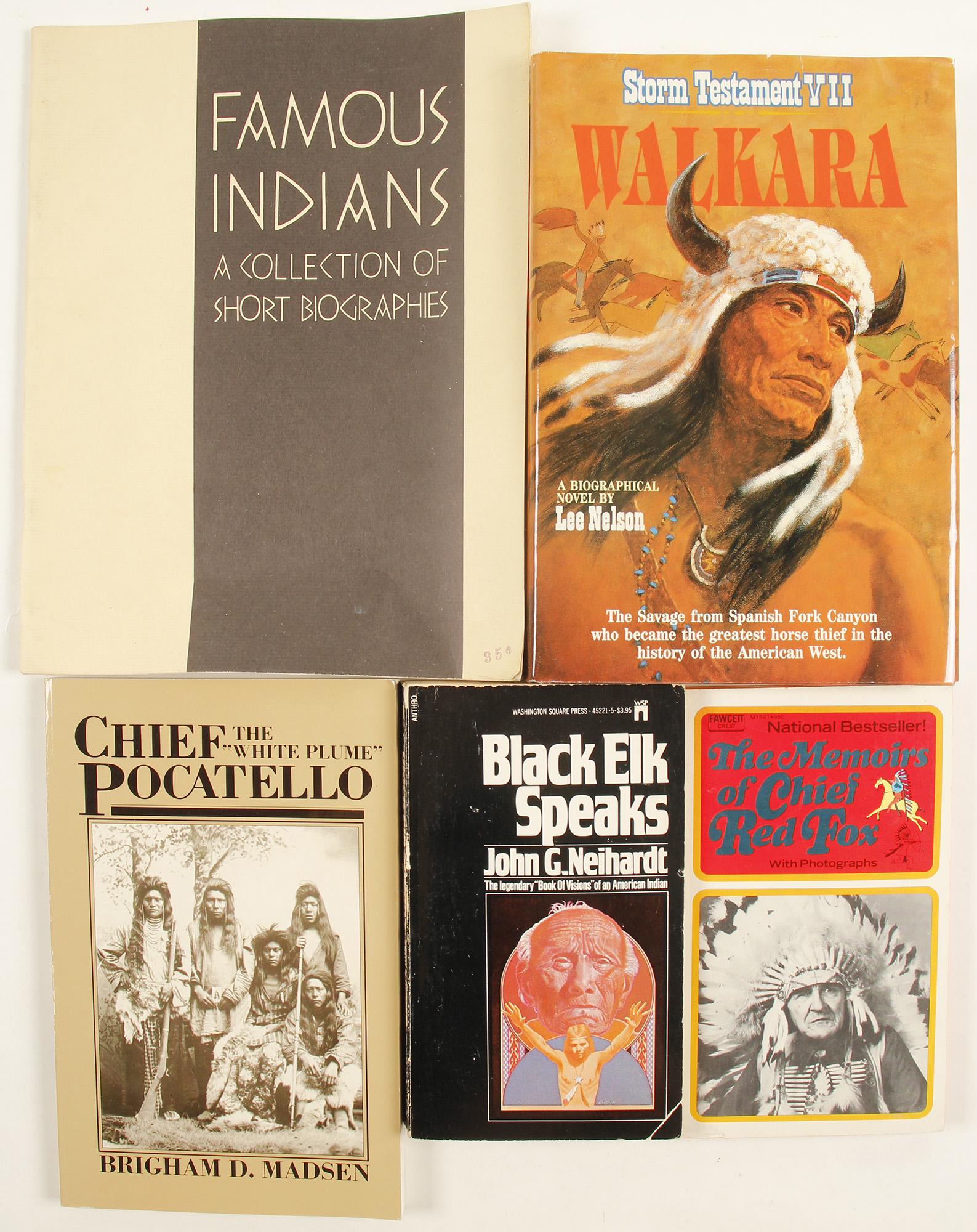Native American Accounts Books (4) 86221: Memoirs of Chief Red Fox, Black Elk Speaks by Neilhardt, Chief Pocatelo by Madsen, Walkara. City: State: Date: