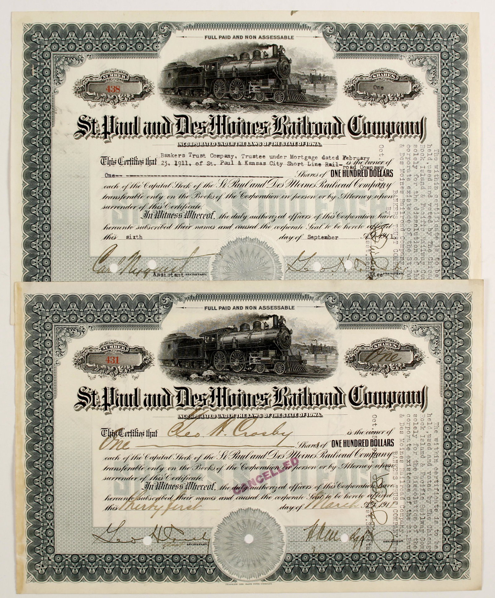 St. Paul and Des Moines Railroad Company Stock (1 of 1)