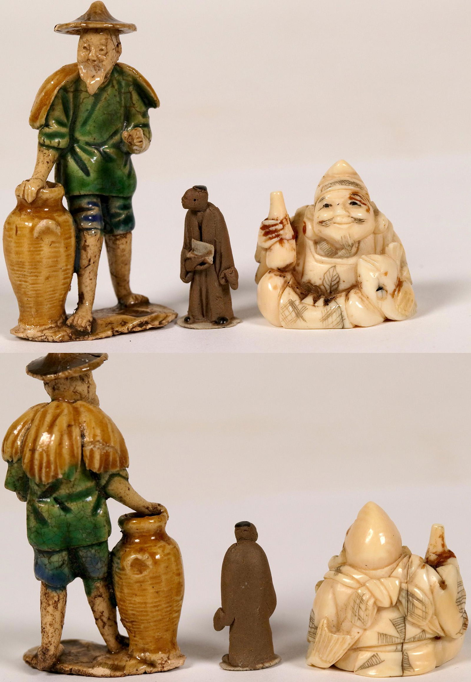 Japanese Netsuke Mudman And Monk Figurines 112775 Feb 14 2020 Holabird Western Americana Collections In Nv