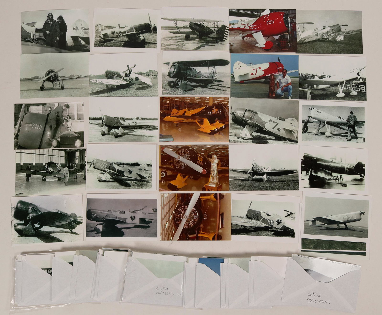 Collection of Biplane Photos and others ; About 70 sets: For the Aviation buff and Air Race fan collector: about 200-300 black& white photos, grouped in small sets, by Race Categories Racing 25, GeeBee and Mae Haizip, Cleveland Air Races, Racing 108, Racing