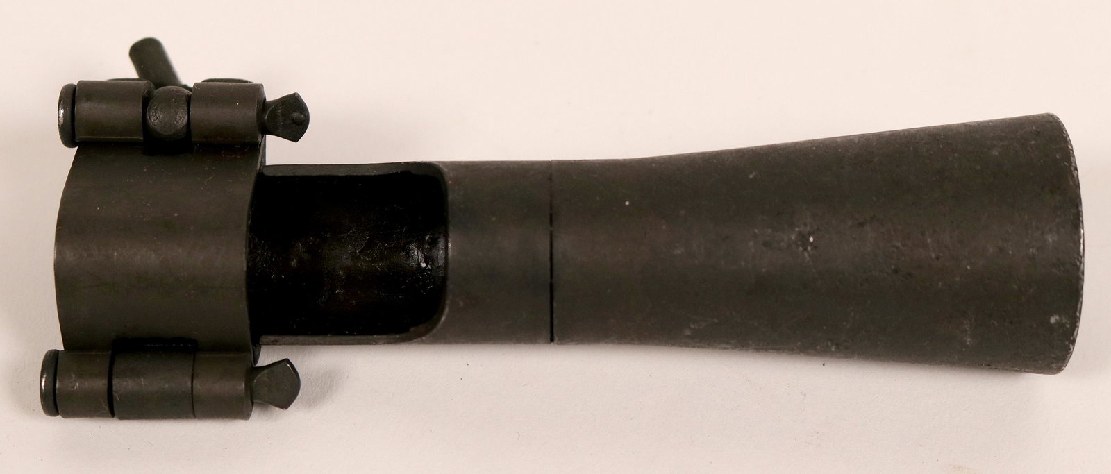 Flash Hider for M1 or M3 carbine (114442): This is a flash hider (marked hider flash, M3-SA) for the M1 or M3 carbine rifle. This flash suppressor needs to be installed by a competent gunsmith and must be aligned properly. There is a wing-nut 
