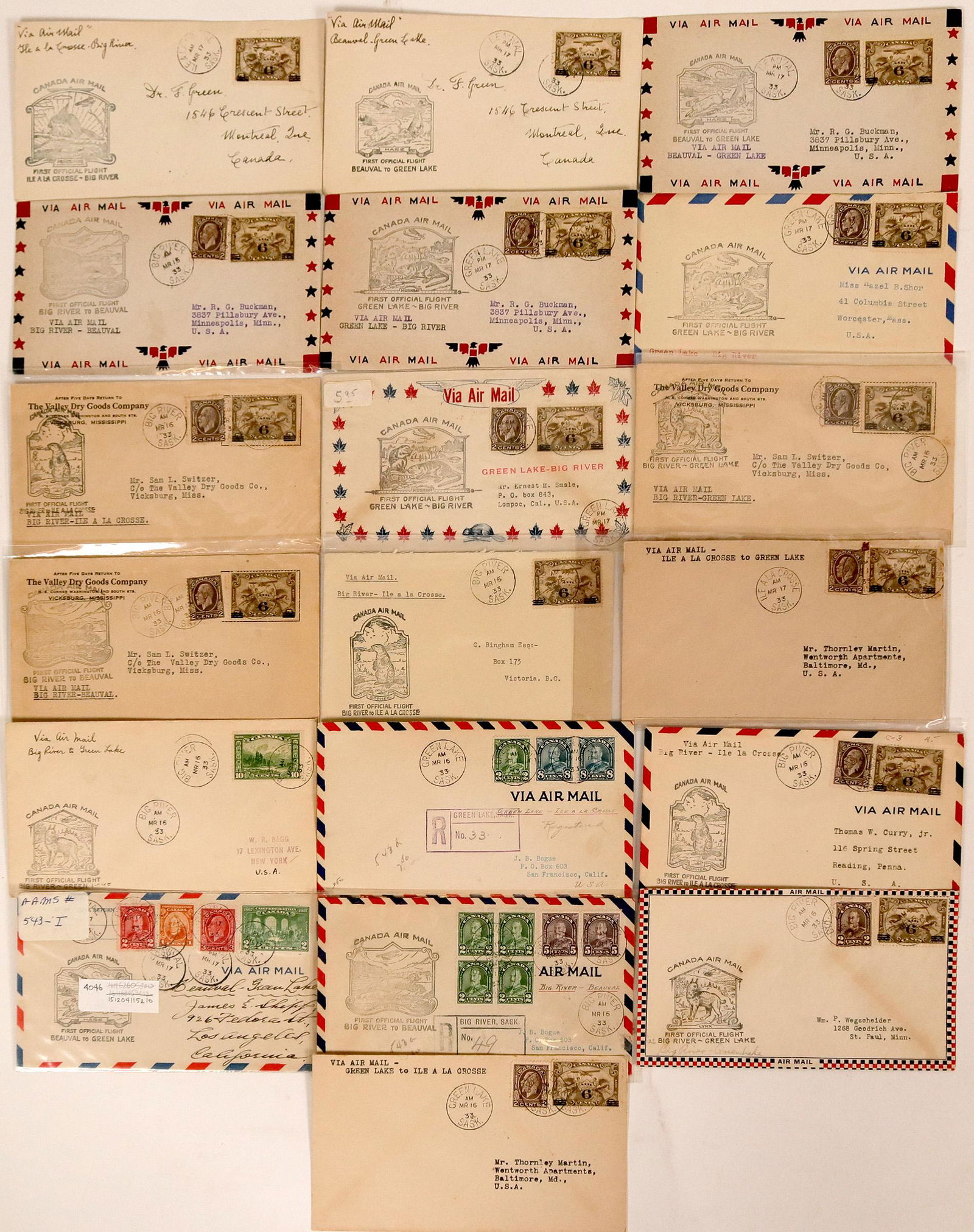 Canadian First Flight Covers: March 1933 (115067) (1 of 1)