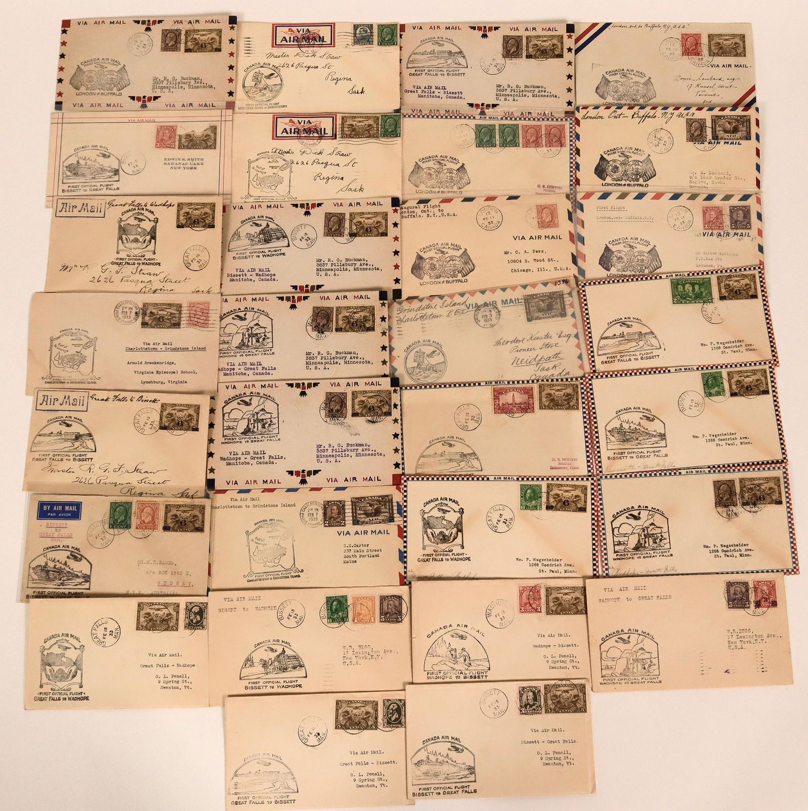 30 First Flight Covers, Routes Canada Air Mail (1 of 1)