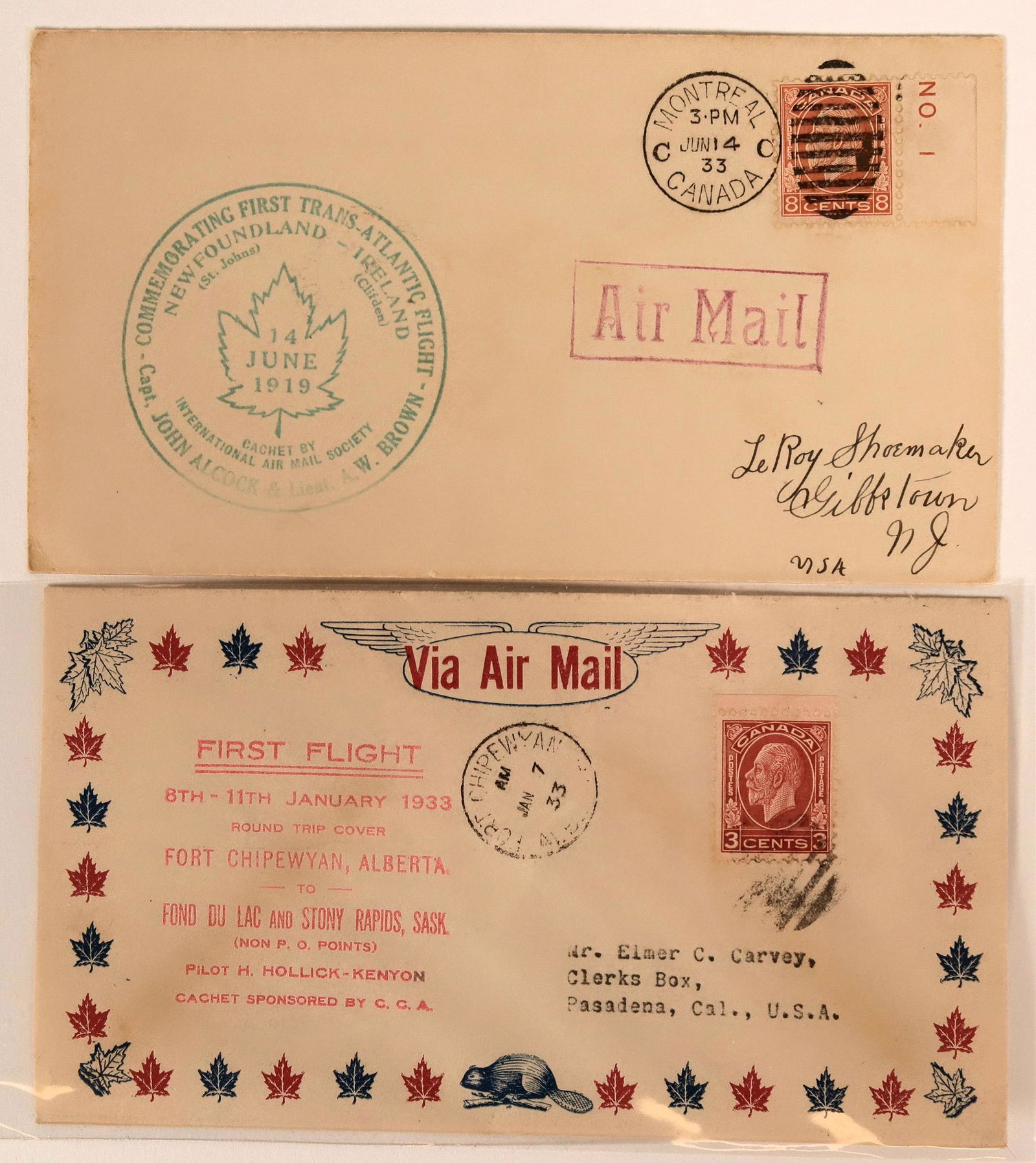 Two 1933 Canada 1st Flight Covers  (115073) (1 of 1)