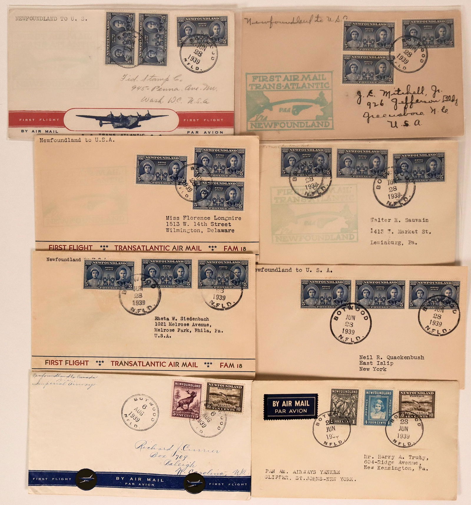 Canadian First Flights Covers: Newfoundland to US (1 of 1)