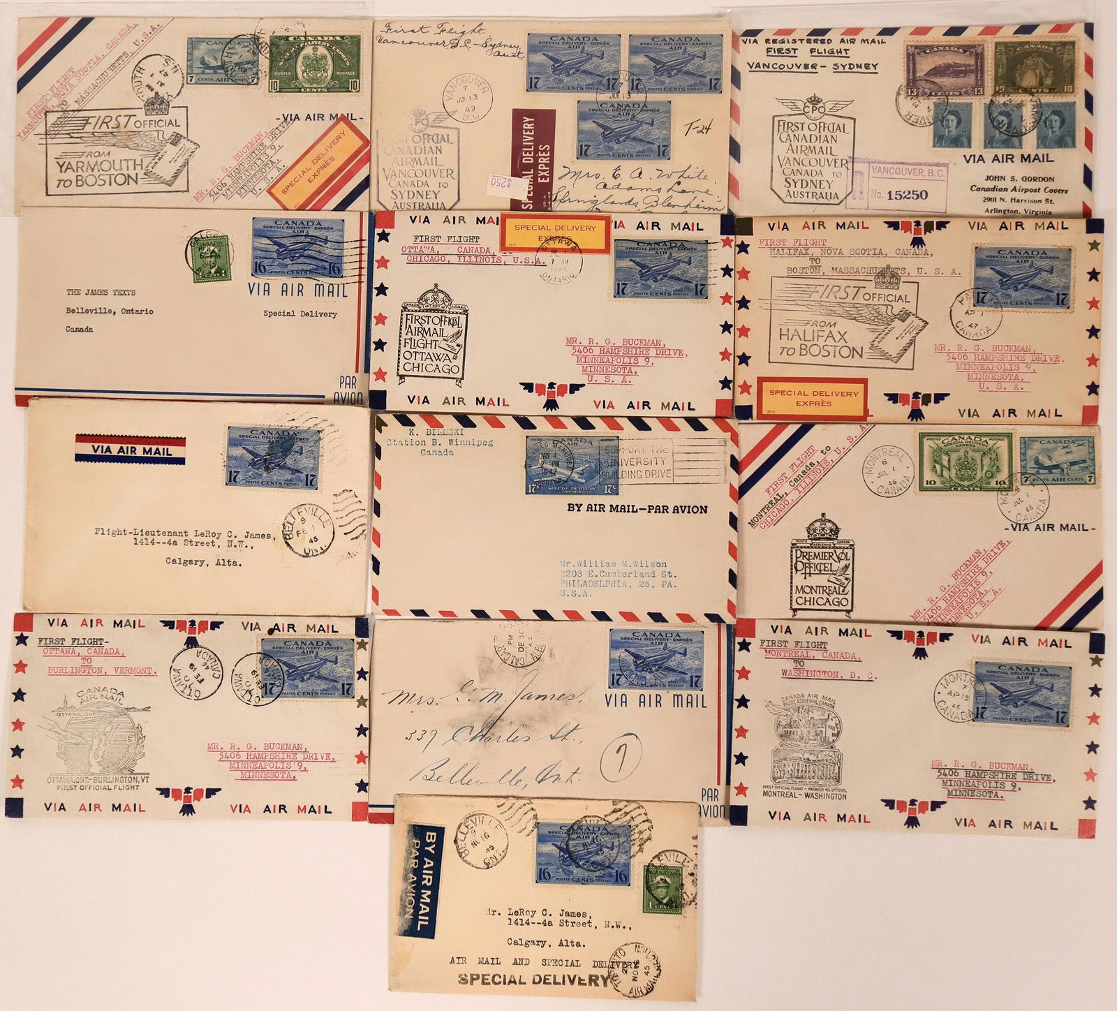 1940s Canadian 1st Flight Covers  (115061) (1 of 1)