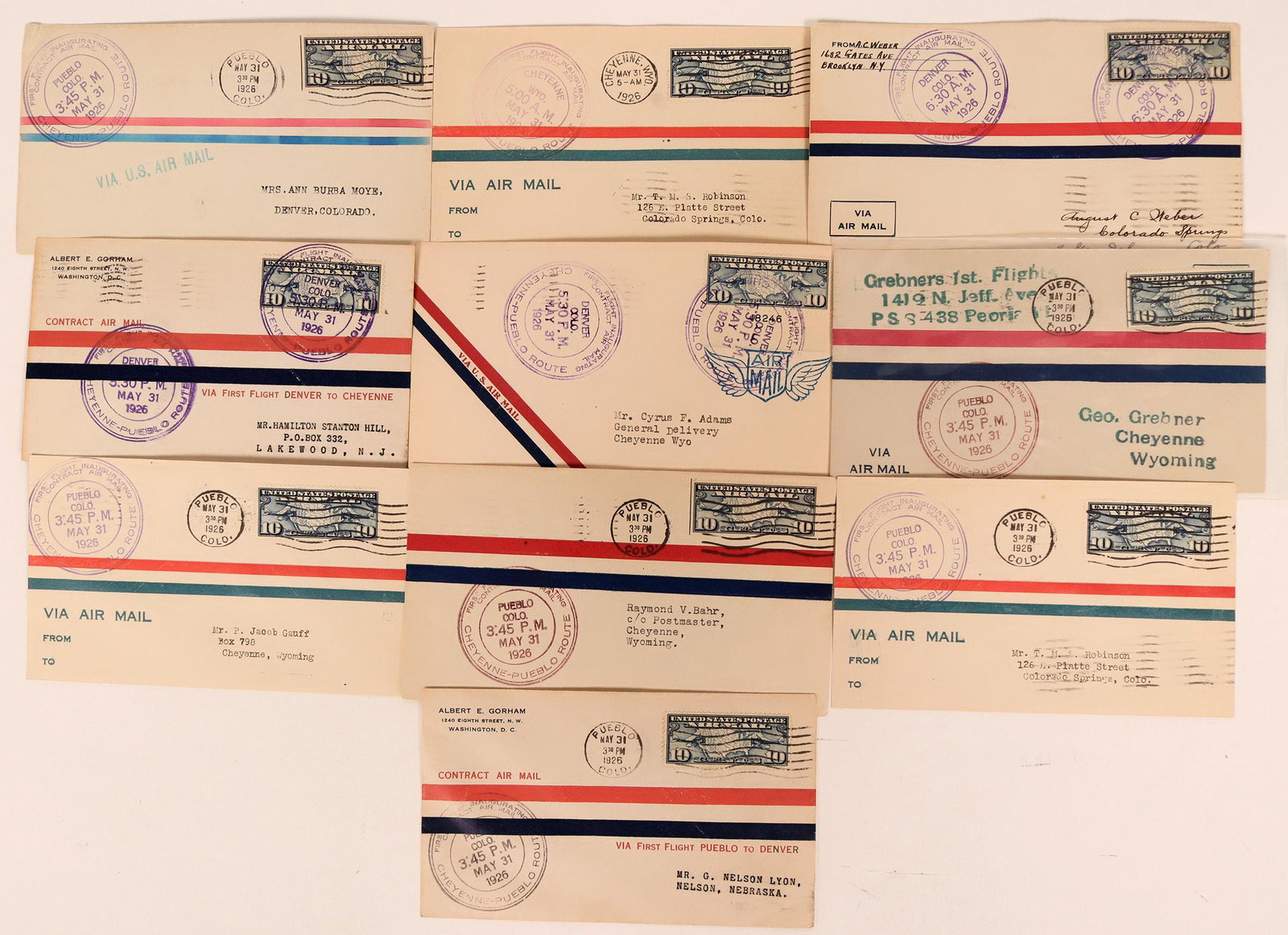 Lot of 10 First Flight Contract Mail Covers (1 of 1)
