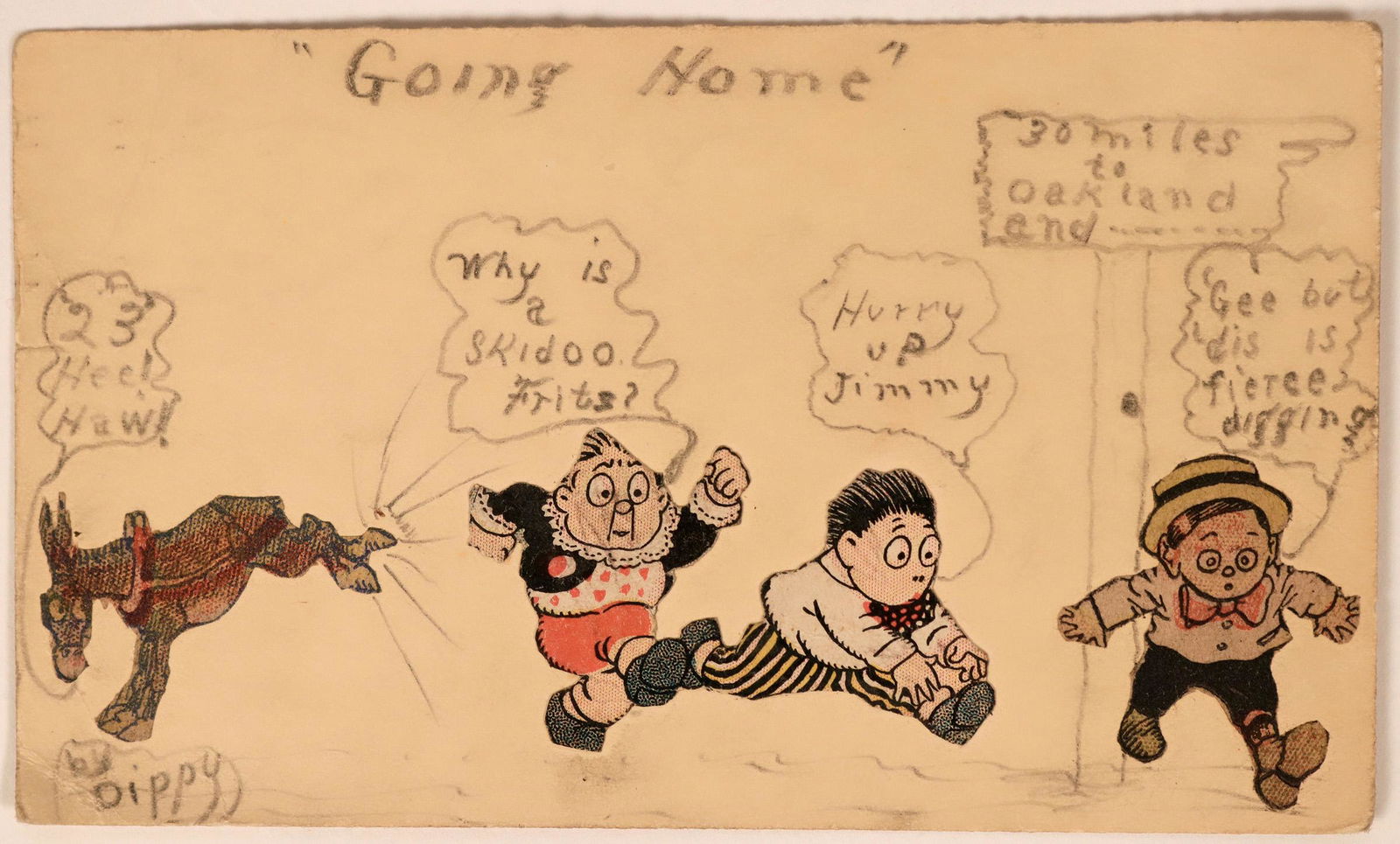 Original Hand Done Art Card from Oakland, Cal. 1906: Hand made art card from Oakland, California. Mailed in 1906. Provenance: John Reynolds Collection Country (if not USA): State: City/County: Date: