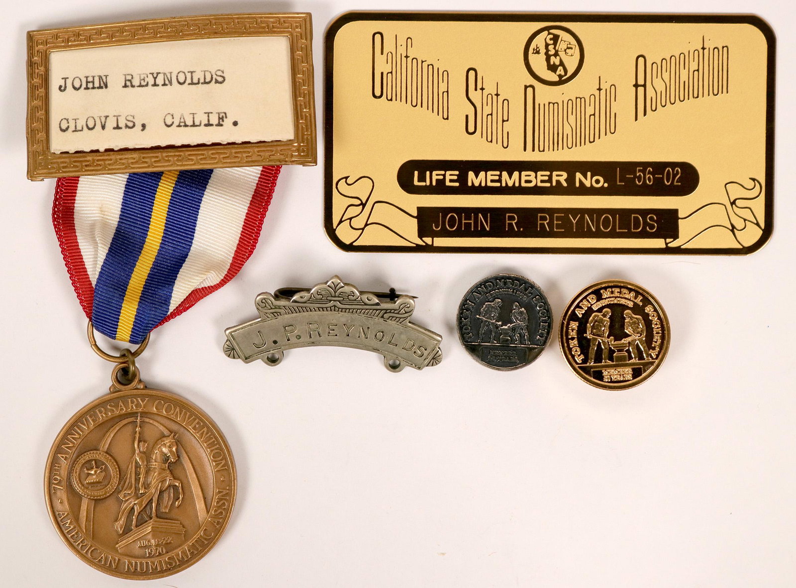 John Reynolds Personal Numismatic Badges  (115403) (1 of 1)