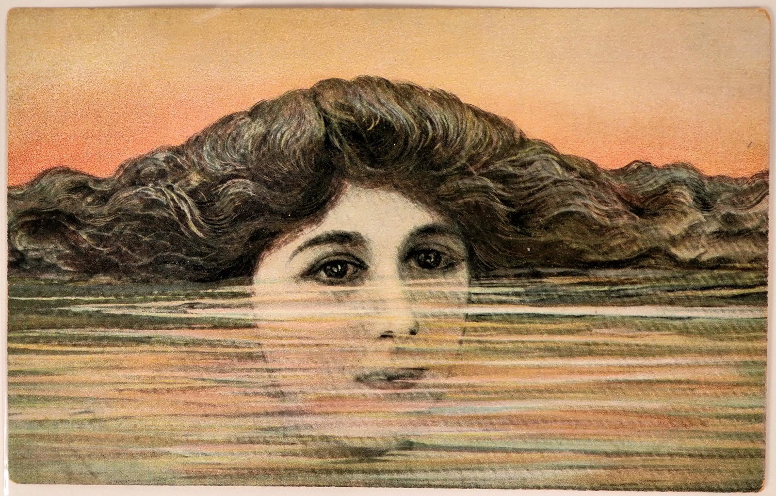 Art Nouveau Art Card Shows Woman with Head Half (1 of 1)