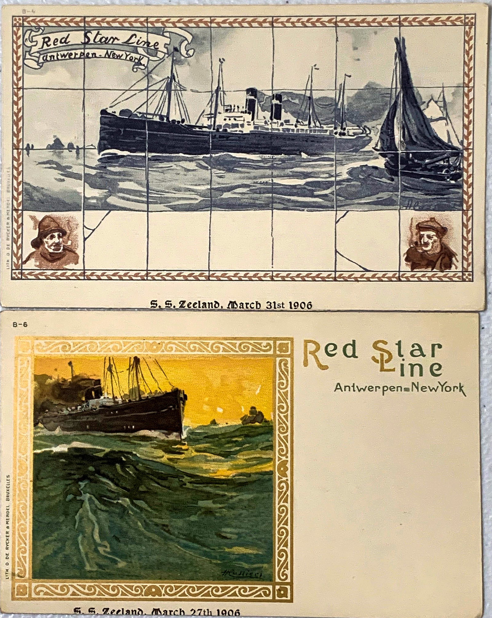 Two Red Star Steamer Postcards- Rare  (111624) (1 of 1)