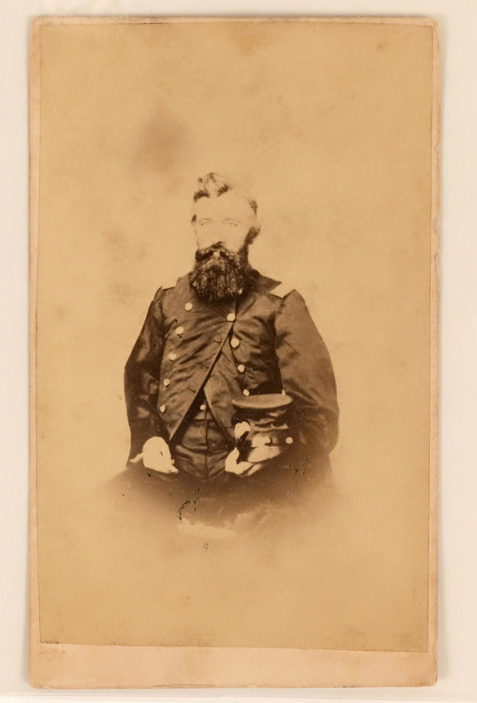 Union Army Civil War Soldier CDV, 1860's (111946): Nice CDV of a civil war soldier from the Union Army. From G.H. Willard's New Galleries, 1200 Chestnut St. Philadelphia. In full uniform holding his hat. VF. Provenance: Country (if not USA): State: Ci