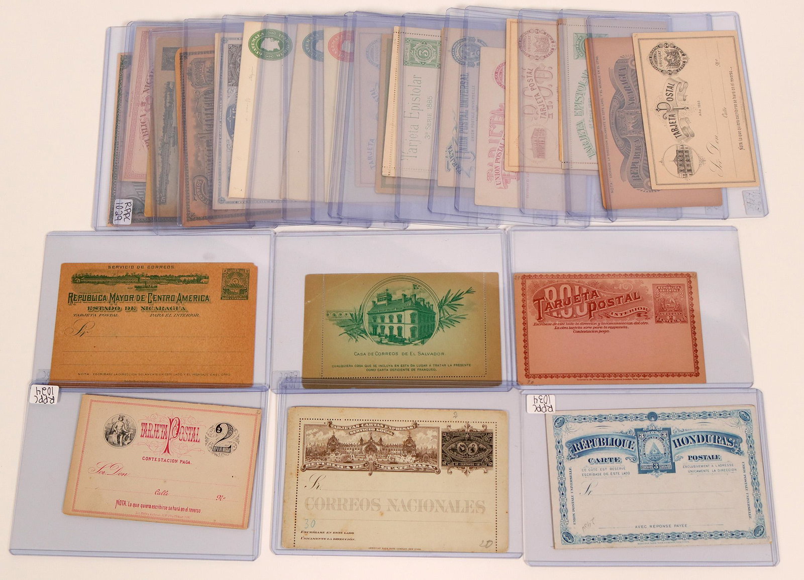 Central America Postcards (117825): A selection of about 20 post cards imprinted 19th c representing Nicaragua, Honduras, Guatamela, Uruguay, El Salvador all unused.Provenance: Country (if not USA): NicaraguaState: City/County: Central 