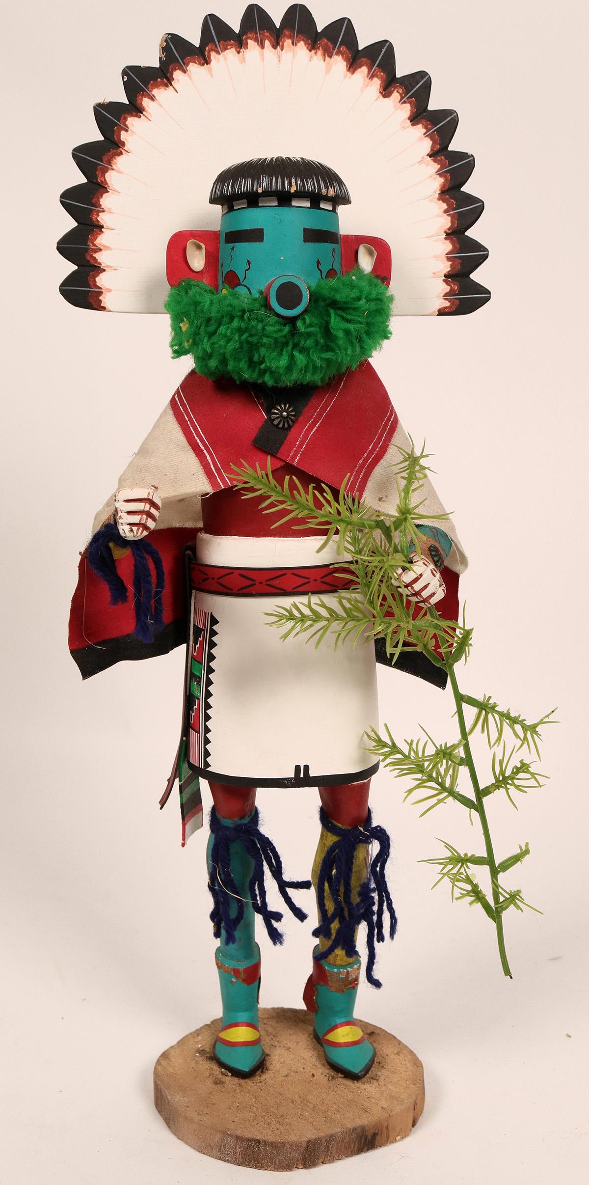 Snow Kachina (120833): Snow Kachina by Nish. 19" x 7" x 7". The Snow Kachina is a favorite character during the winter months. Because he lives on top of the San Francisco Peaks he is credited with bringing the cold and sno