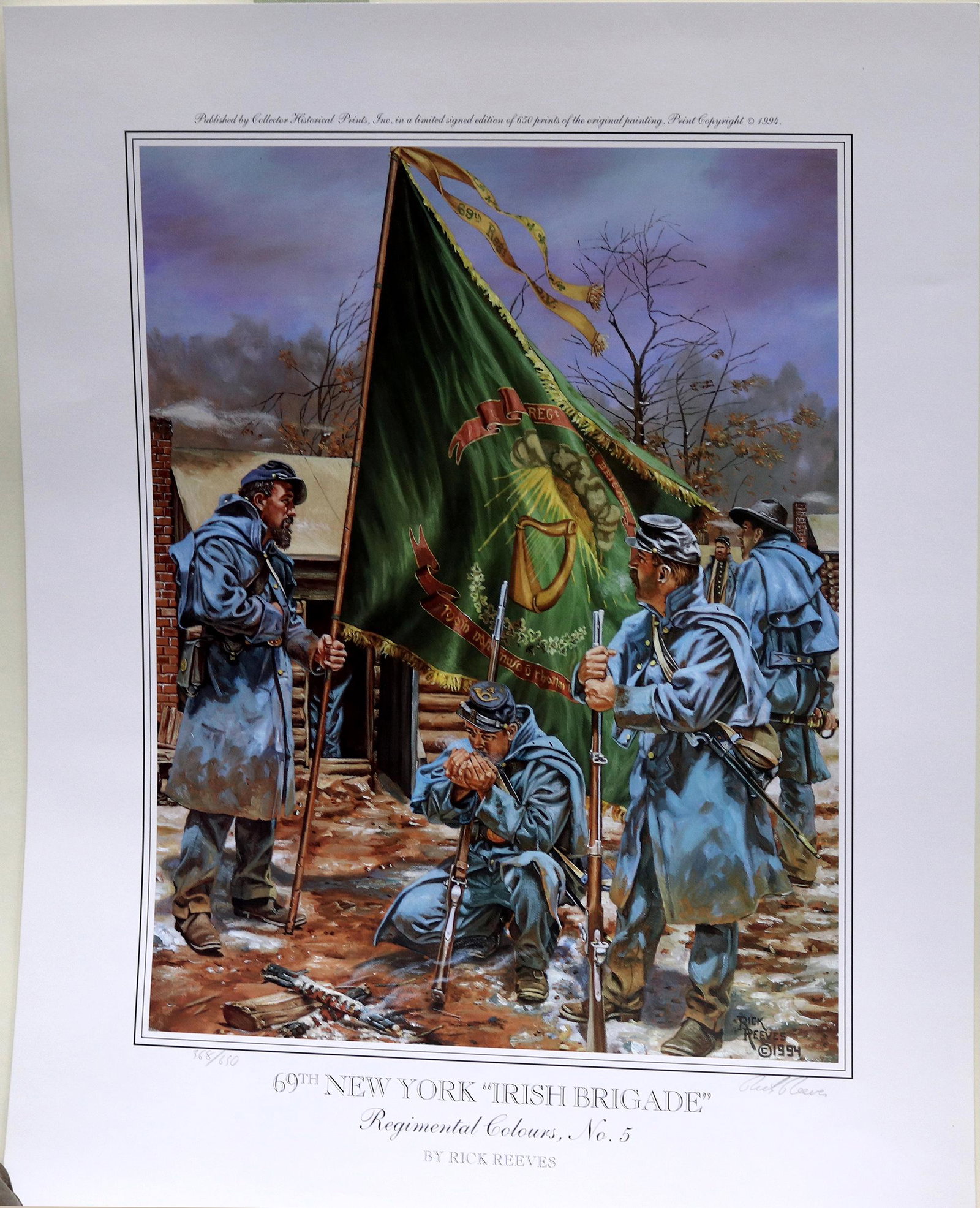 69th New York Regiment Signed, Numbered Print by reeves: 16 x 20" signed and numbered print, 368/650. Mint condition. Date: Country (if not USA): State: City: Provenance: