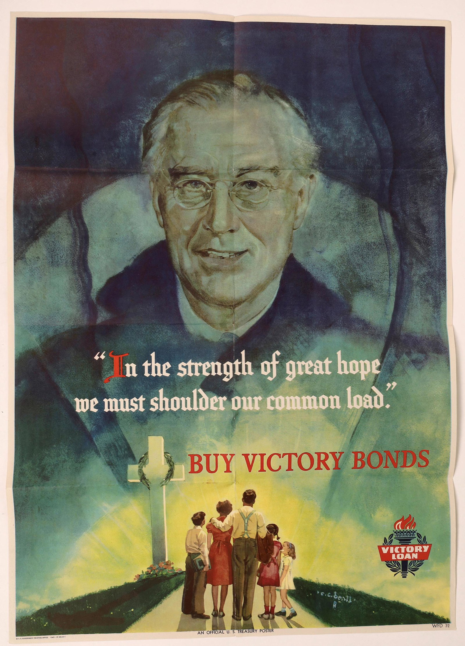 U.S Treasury World War II Poster [131631]: This is a 18"x 26" World War II poster printed by the Government Printing Office encouraging the public to help in the war effort by purchasing "Victory Bonds."It was painted by commercial artist and 