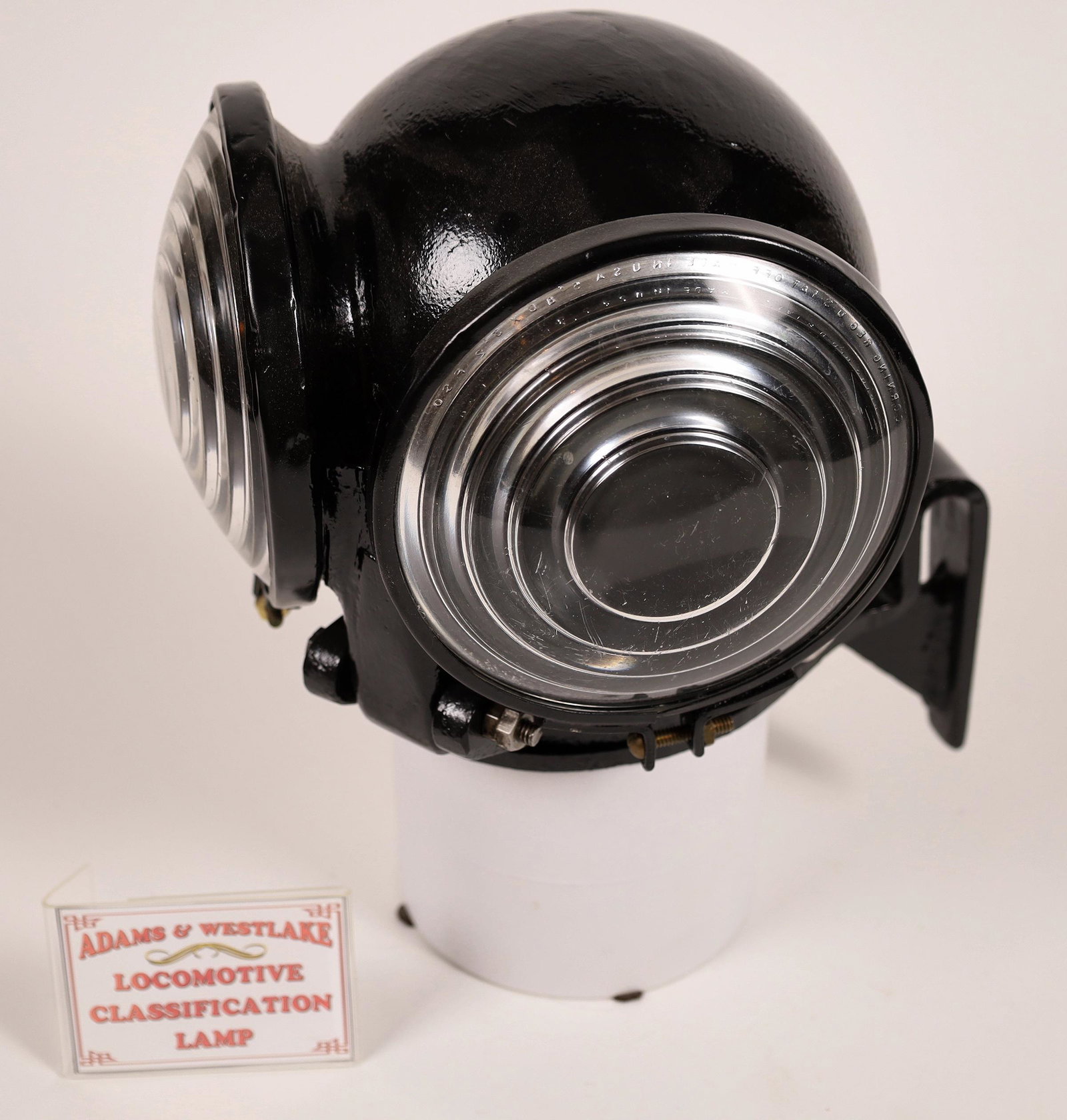 Adams & Westlake Classsification Lamp [133363]: Adams & Westlake Classsification Lamp with two, 5-inch clear fresnel lenses, 8x8x8 inchesDate: Country (if not USA): State: City: Provenance: Gary Nelson Railroad Collection