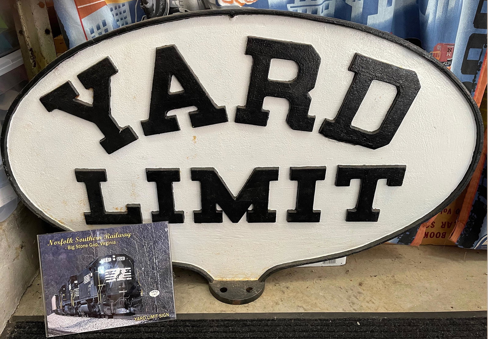 Norfold Southern Railway Yard Limit Cast Iron Sign: From Bigstone Gap Virginia. About 3.5' long 2' high c1900.Date: Country (if not USA): State: City: Provenance: Gary Nelson Railroad Collection