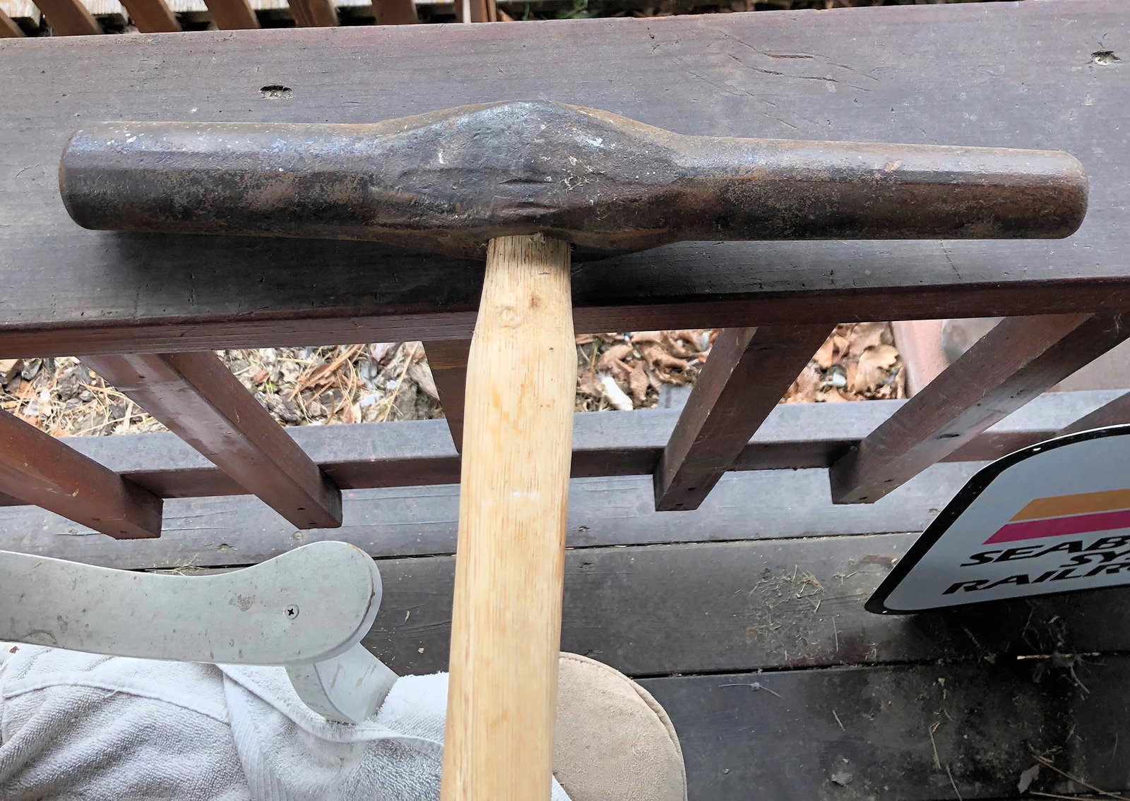 Southern Pacific RR Spike Hammer [133634]: replaced handle, stamped as usual.Date: Country (if not USA): State: City: Provenance: Gary Nelson Railroad Collection