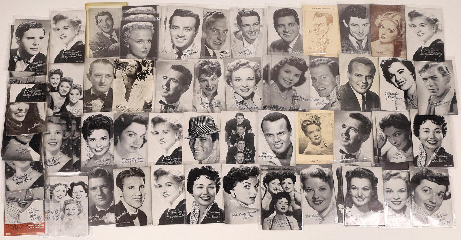 Hollywood Singers & Musicians Postcards (90) [128926]: A plethora of postcards and photos featuring singers and musicians from the 20th century. Included are Liberace, Margaret Whitting, Dinah Shore, Teresa Brewer, Alice Fay, Johnnie Ray, Harry Belafonte,