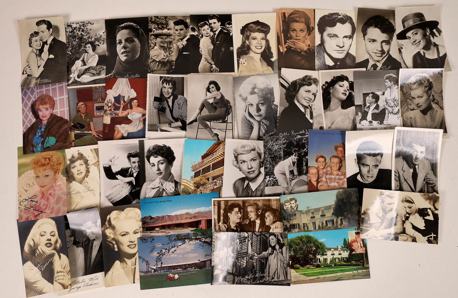 Hollywood Star Postcards from 1940's to 1960's (40): A nice collection of movie and television star postcards from the 1940's to the 1960's. Included in this group are Doris Day, Natalie Wood, Gregory Peck, Mamie Van Doren, James Dean, Elizabeth Taylor,