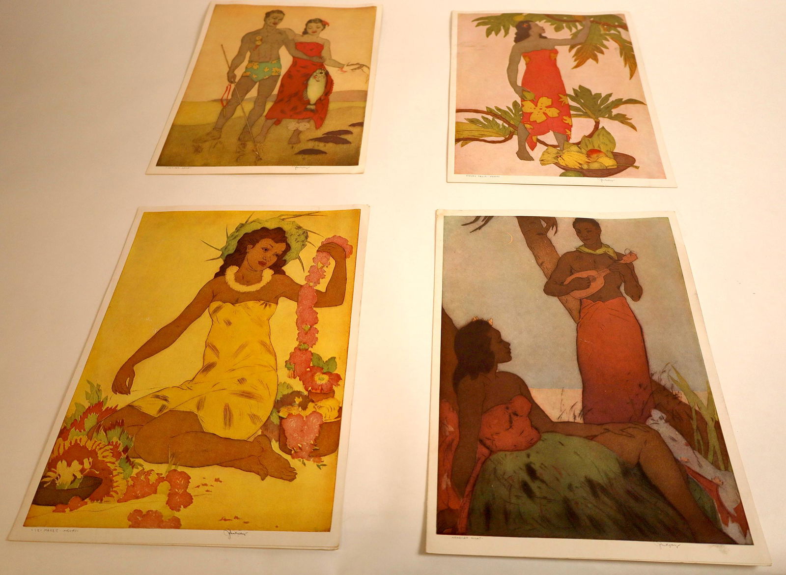 Royal Hawaiian Dinner Menus, 1954 (4) [128856]: Four different, all with different cover paintings by John Kelly. The Royal Hawaiian is the famous tourist hotel in Waikiki. This reviewer could go for one of their New York steaks for $2.50 right abo