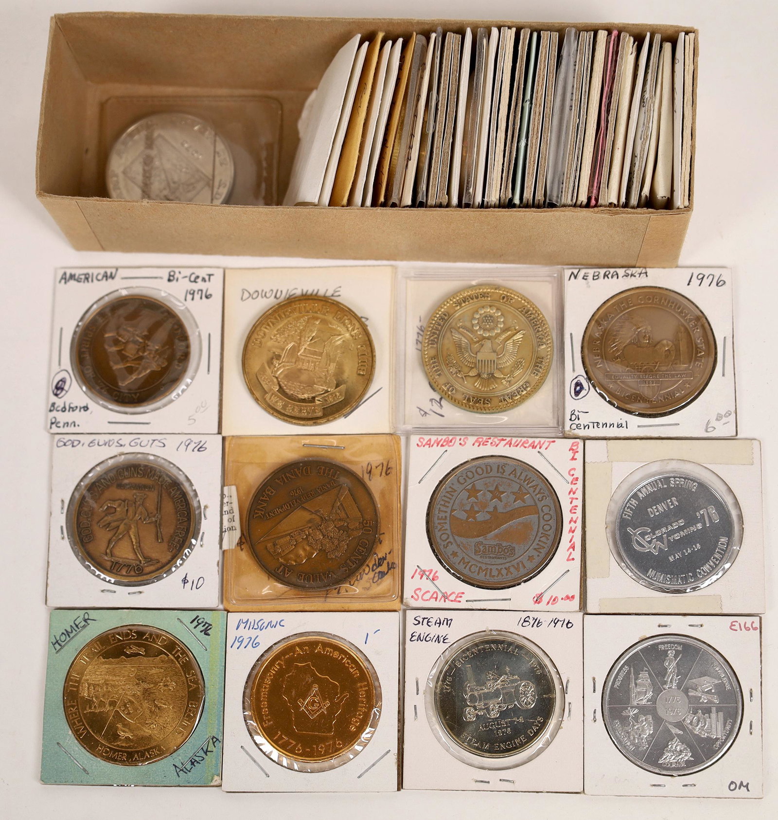 Bicentennial Medal Collection [129247]: Lot of forty five medals commemorating the United States Bicentennial 1776-1976. Issued by cities, states, clubs, organizations. Many are scarce. Date: 1976Country (if not USA): State: City: Provenanc