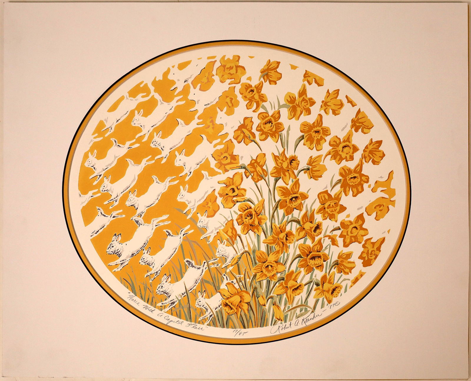 Robert A. Kercher Serigraph "Hares with a Capitol (1 of 3)