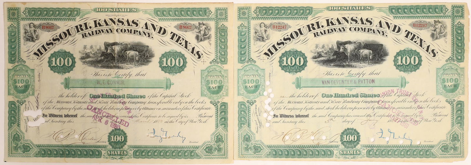 Jay Gould on Missouri Kansas and Texas Railway stock (1 of 1)