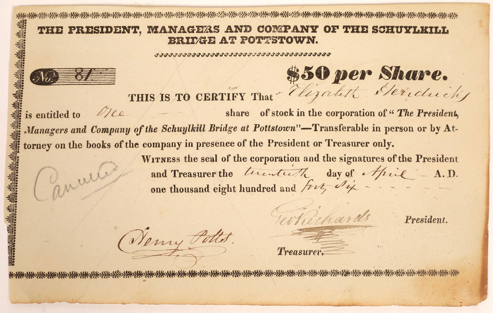 Schuylkill Bridge at Pottstown Company Stock (1 of 1)