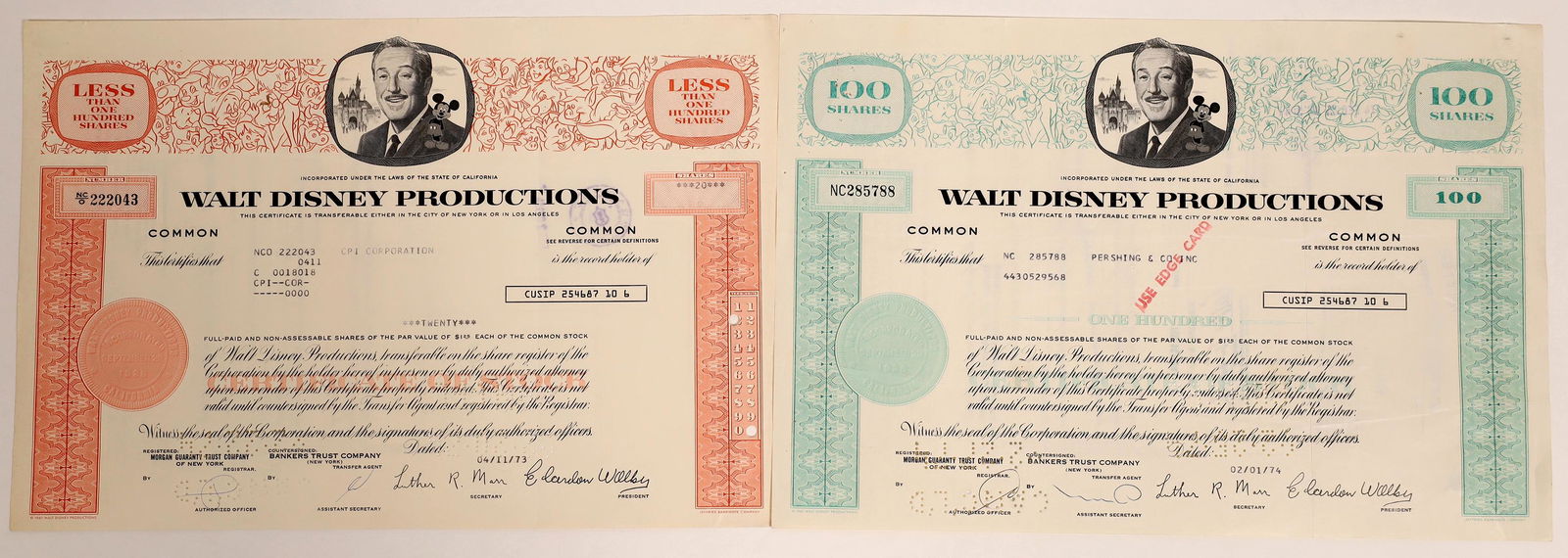 Walt Disney Stock Certificates  [130171] (1 of 1)