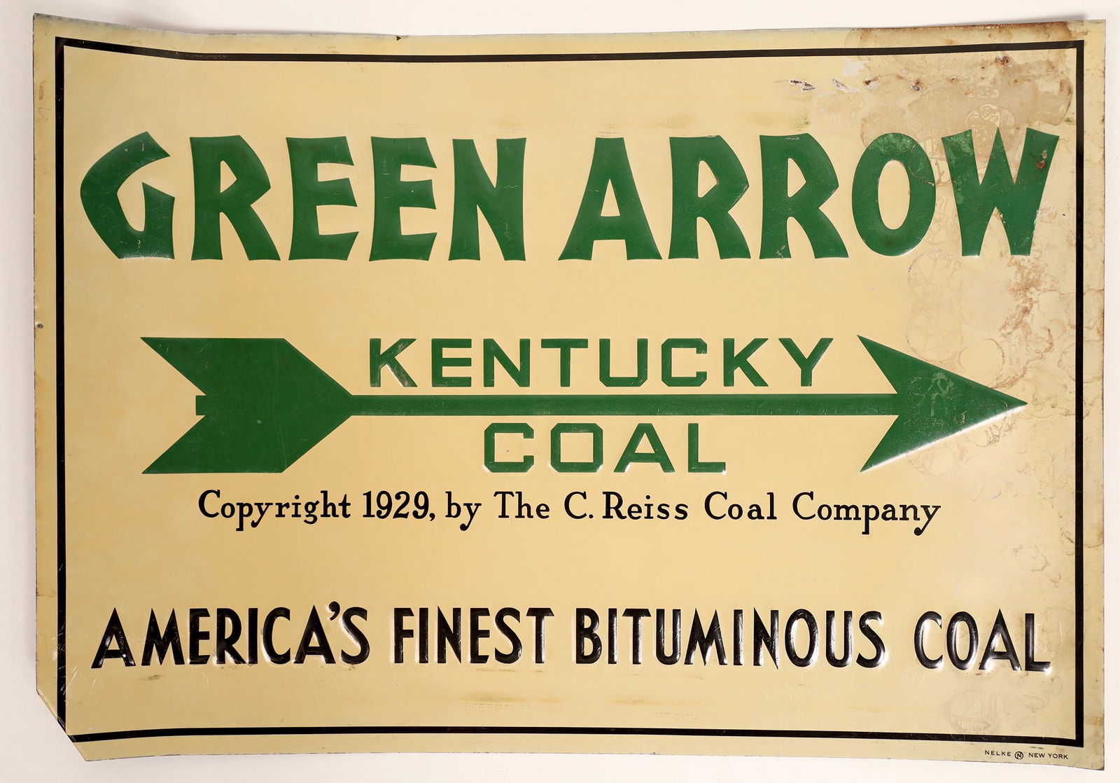 Green Arrow Kentucky Coal Tin Advertising Sign (1 of 1)