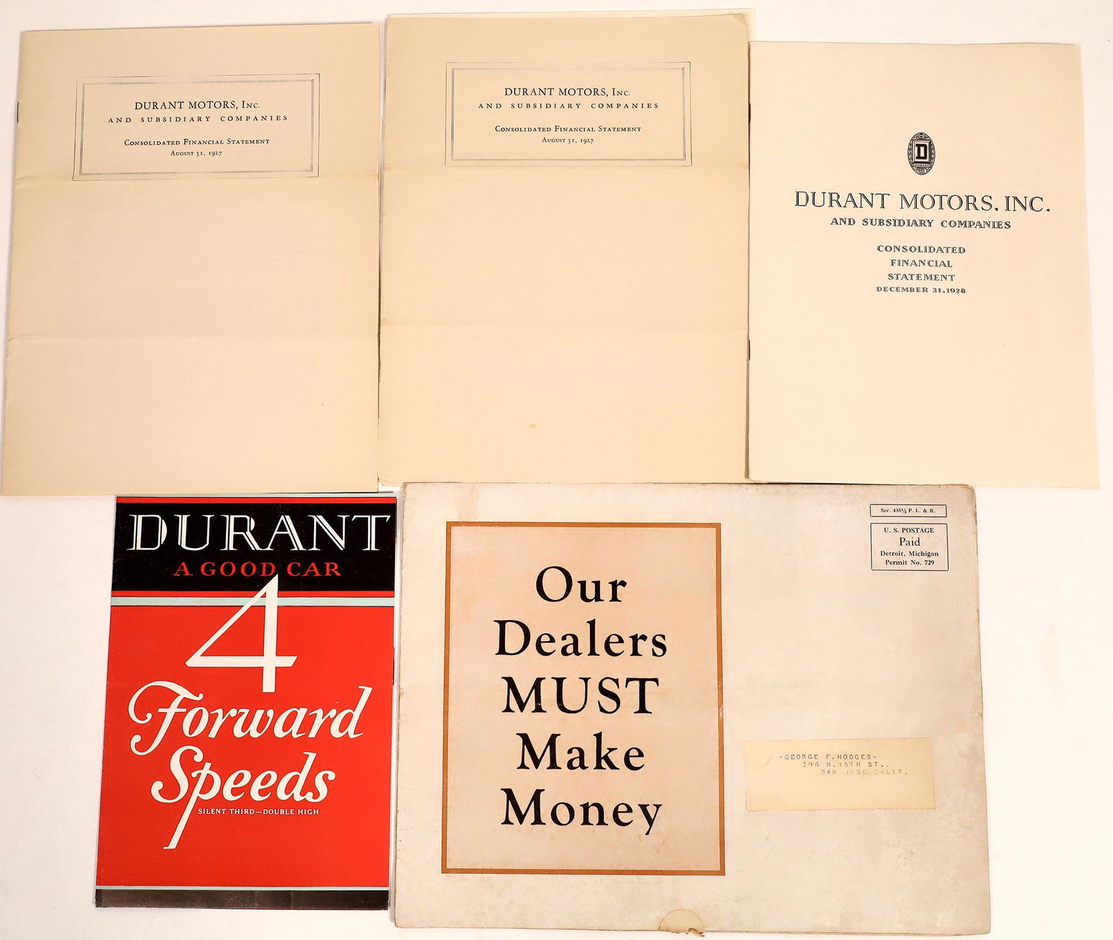 Durant Motor Cars Sales Literature and Consolidated (1 of 1)