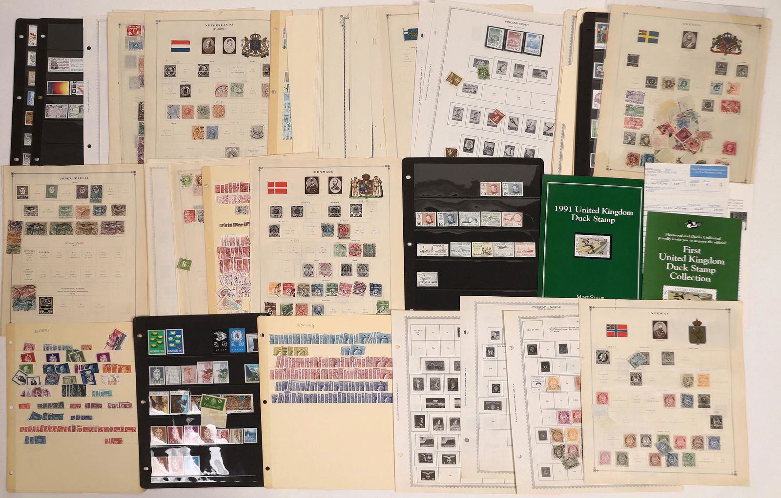 Northeastern Europe Stamp Collection [132961]: 9 different countries represented here, consisting of single stamps on album pages from a number of different collection. Collected before WWII. Netherlands: a cross section collection, c1870s through