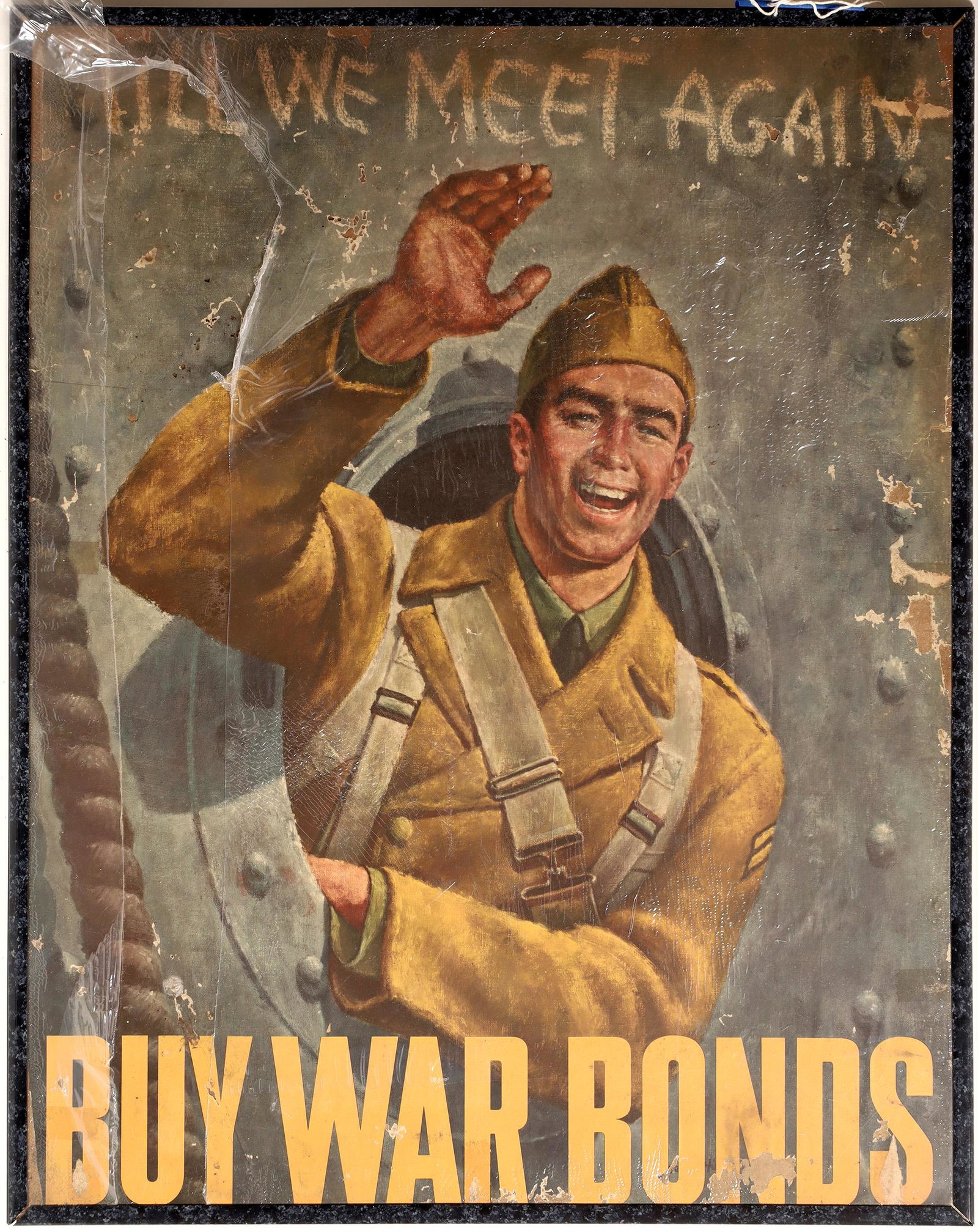WWII Posters [133782]: This lot contains two war posters. The first is a G.I. boarding a ship titled: "Till We Meet Again", 22 in. X 28 in. The second poster is a poster to reclaim tin cans titled: "Official Tin Can Salvage