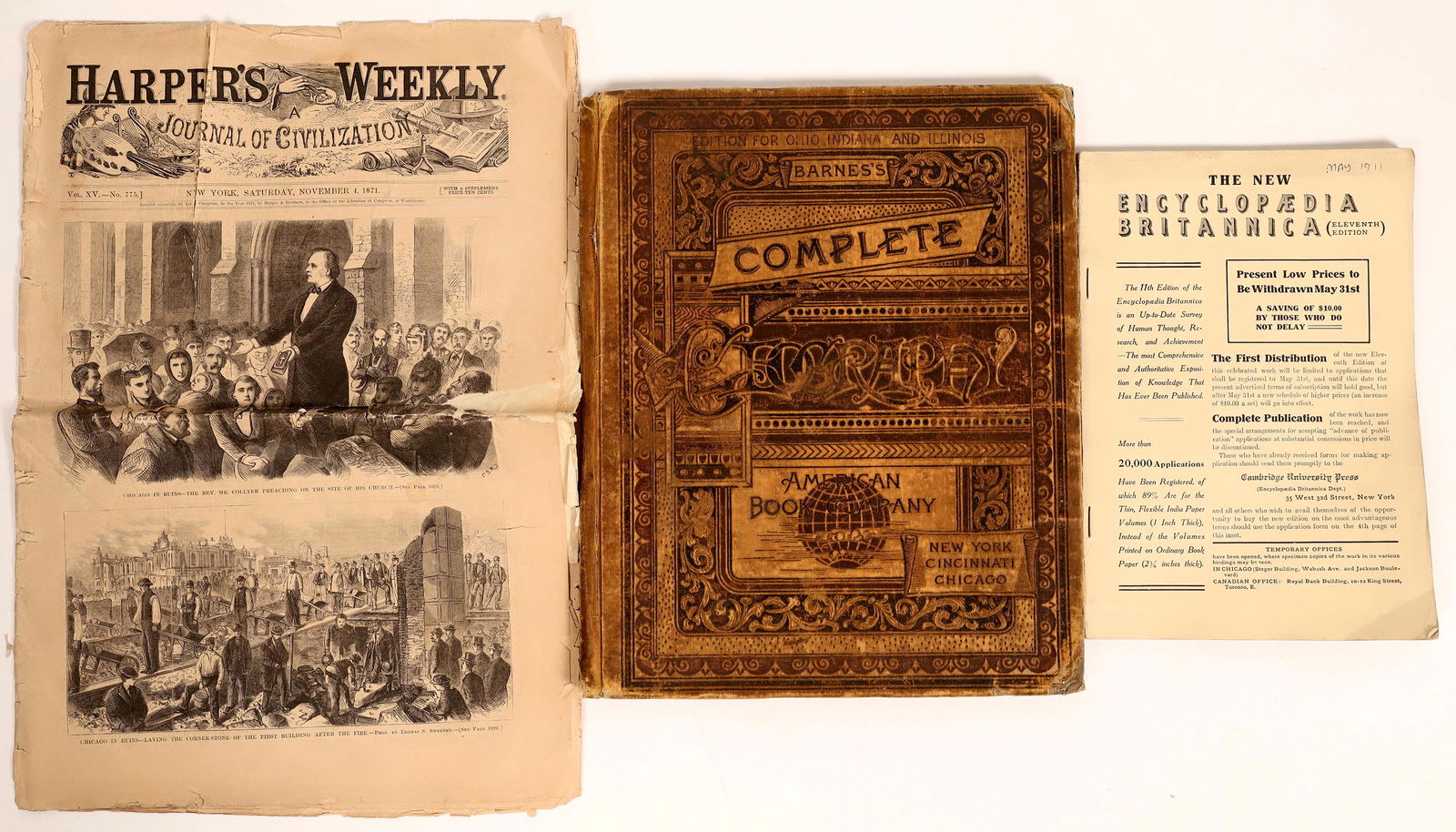 Newspaper Covering Great Chicago Fire 1871, Plus 1885 & (1 of 1)