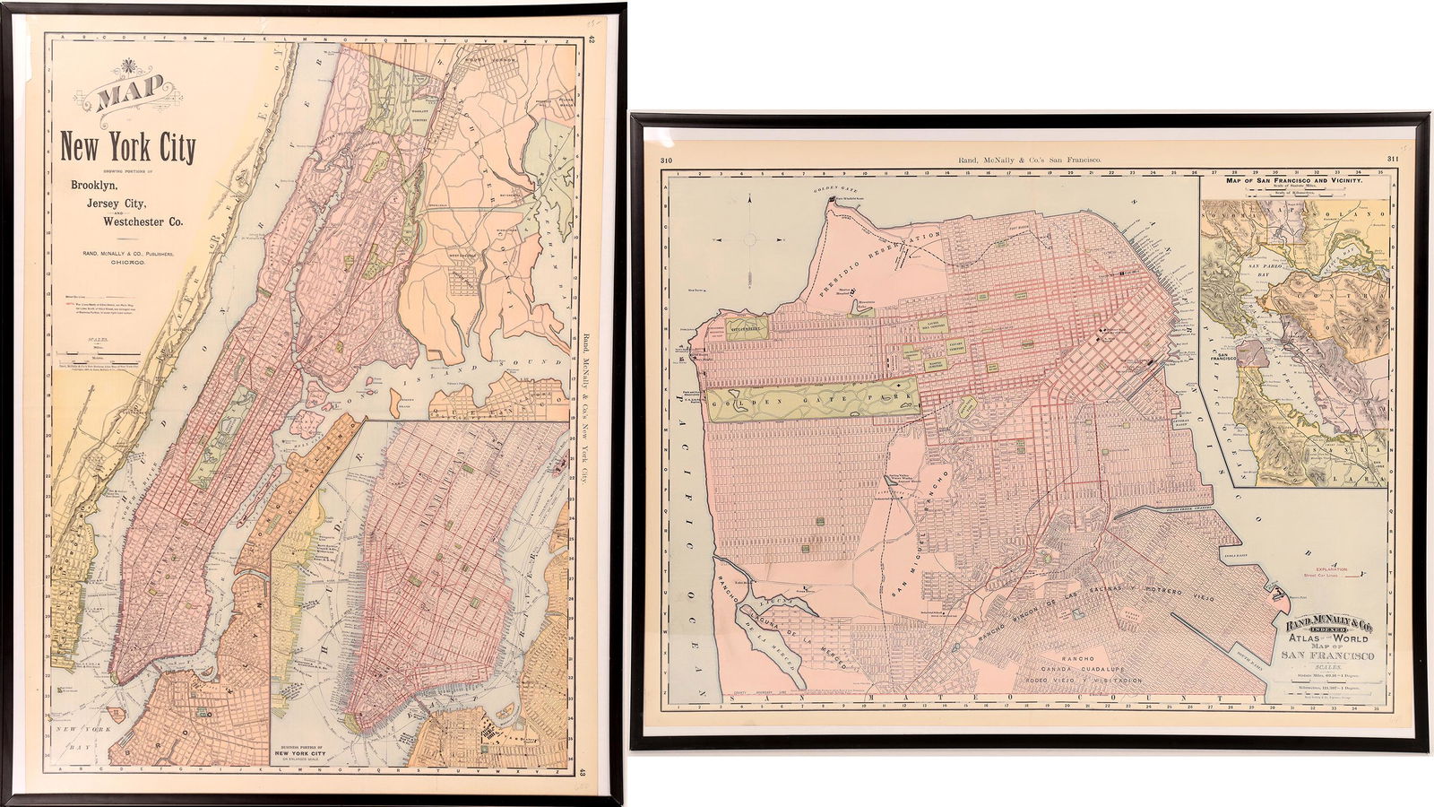 Early Rand McNally Atlas Maps in Poster Frames (2) (1 of 1)