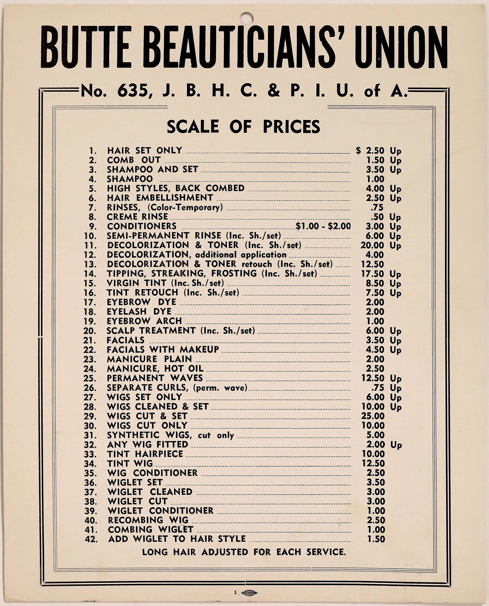 Broadside Beauticians Union Prices  [125514] (1 of 1)