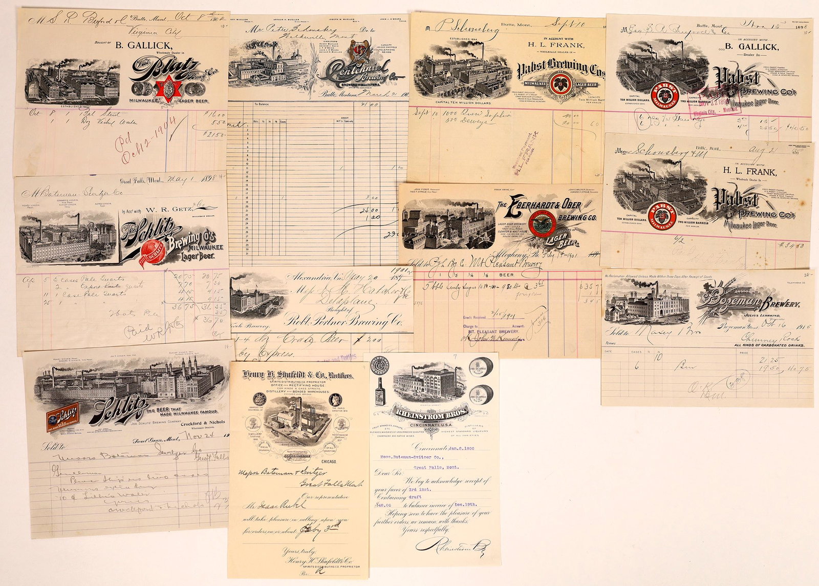 Liquor Bill Heads (12)  [131665] (1 of 1)