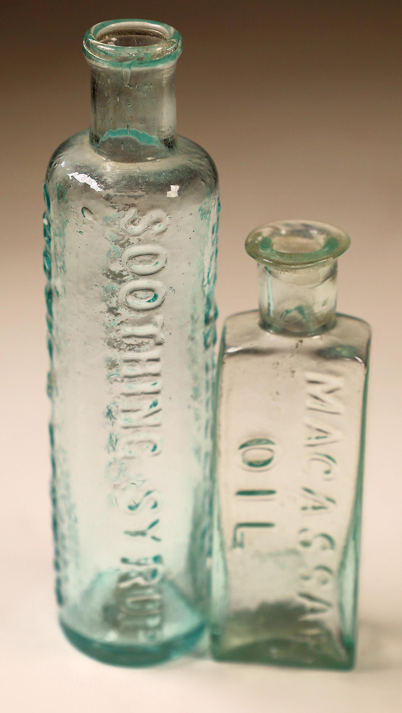 Open Pontil Aqua Medicine Bottles (2 Each)  [132323] (1 of 1)