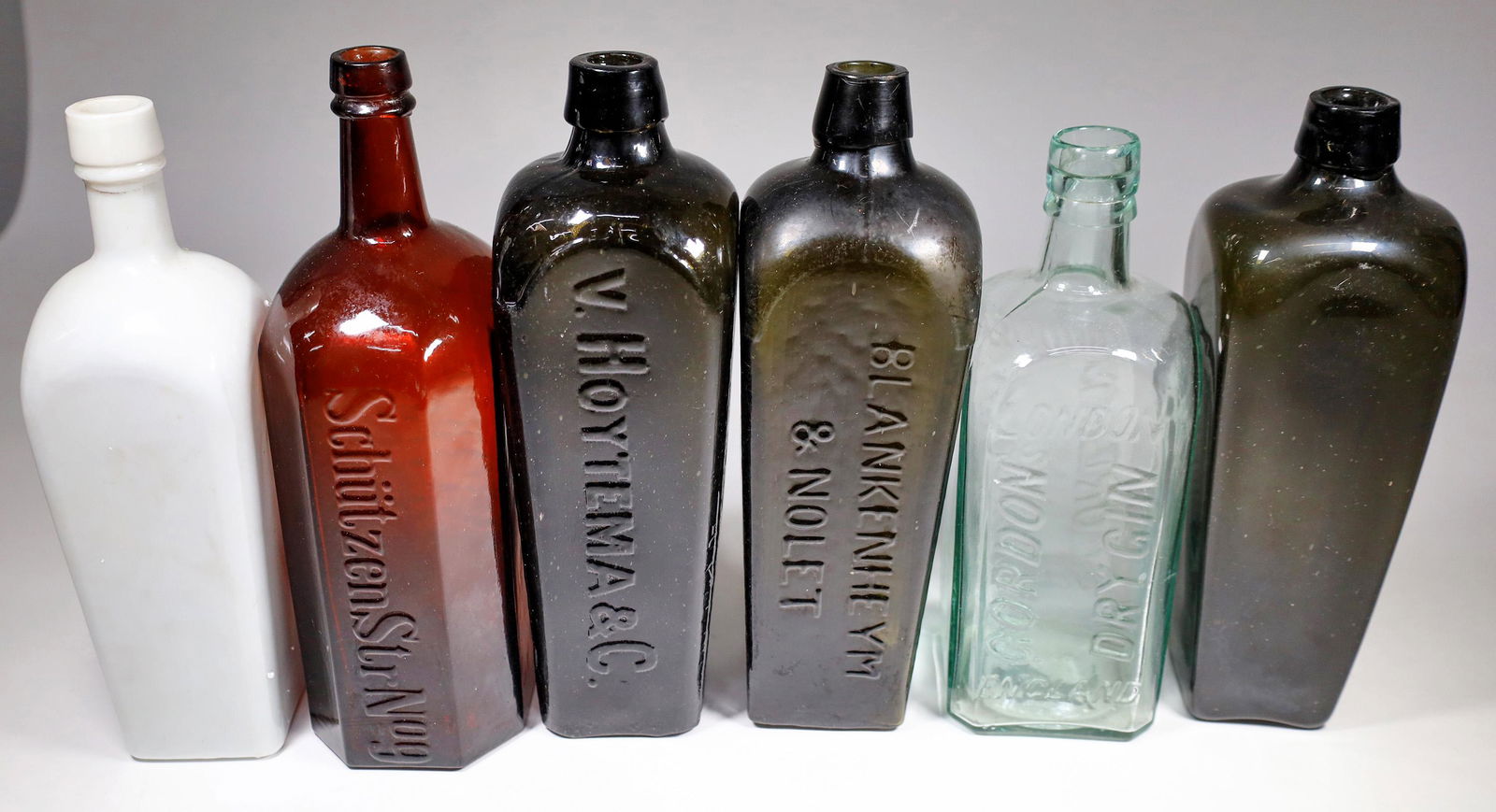 Gin Bottle Collection (6), c1860-1910  [122816] (1 of 1)