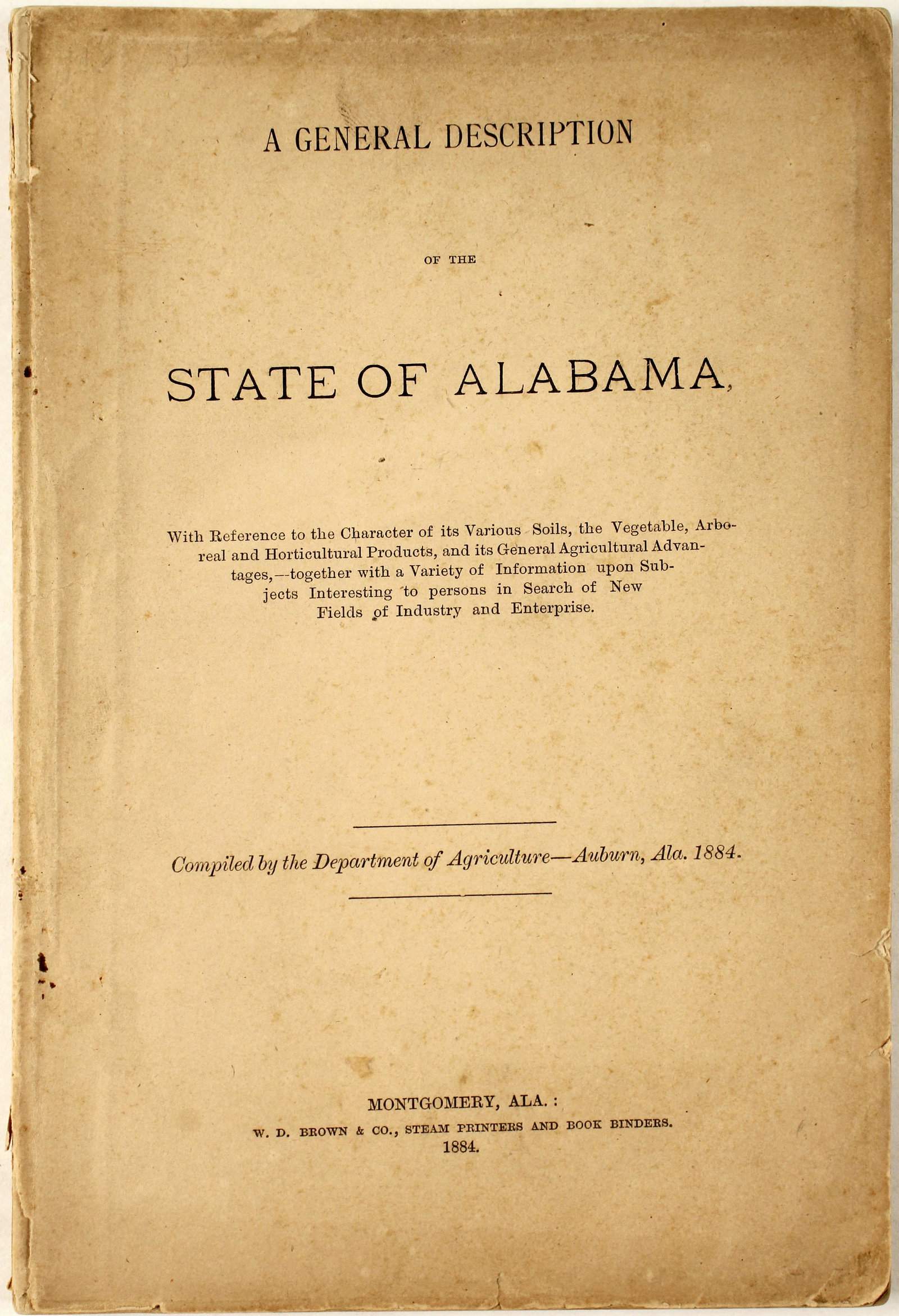 A General Description of the State of Alabama" 1884 (1 of 1)
