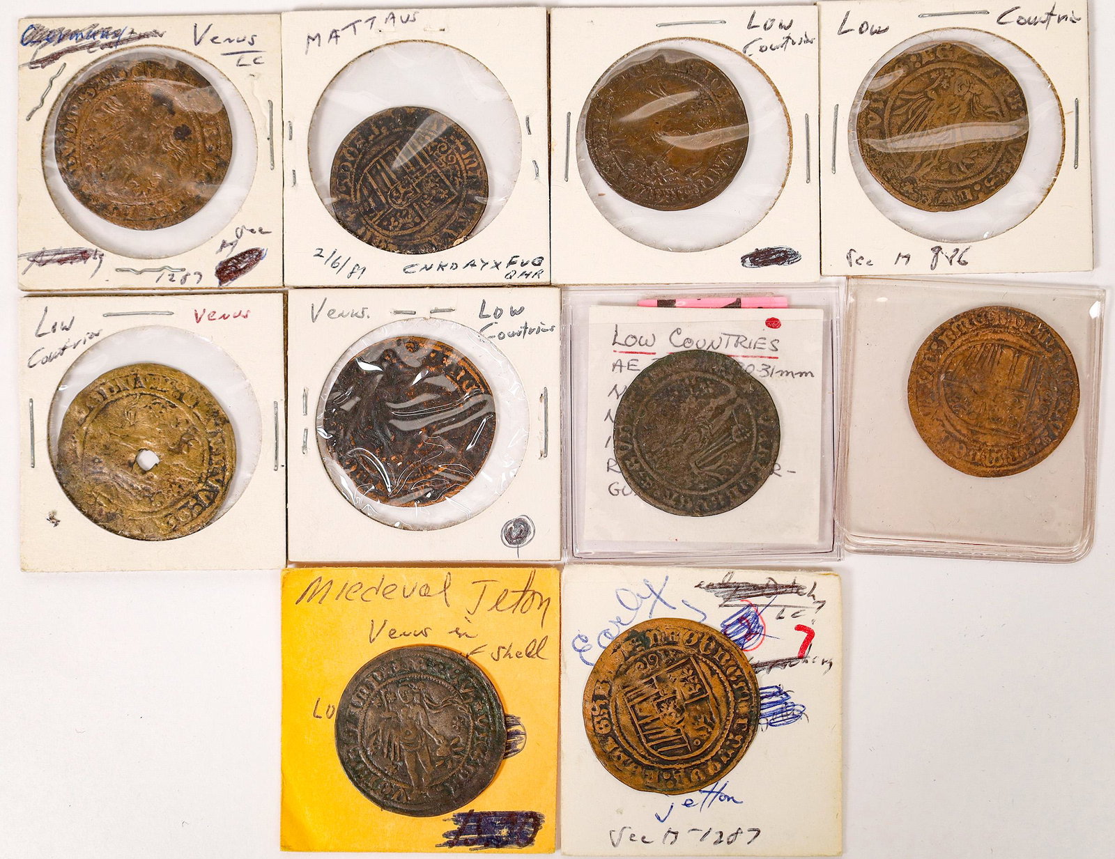 Venus Jeton Collection [126175]: Lot of ten counters from the Low Countries featuring Venus.Date: Country (if not USA): State: City: Provenance: Benjamin Fauver Collection