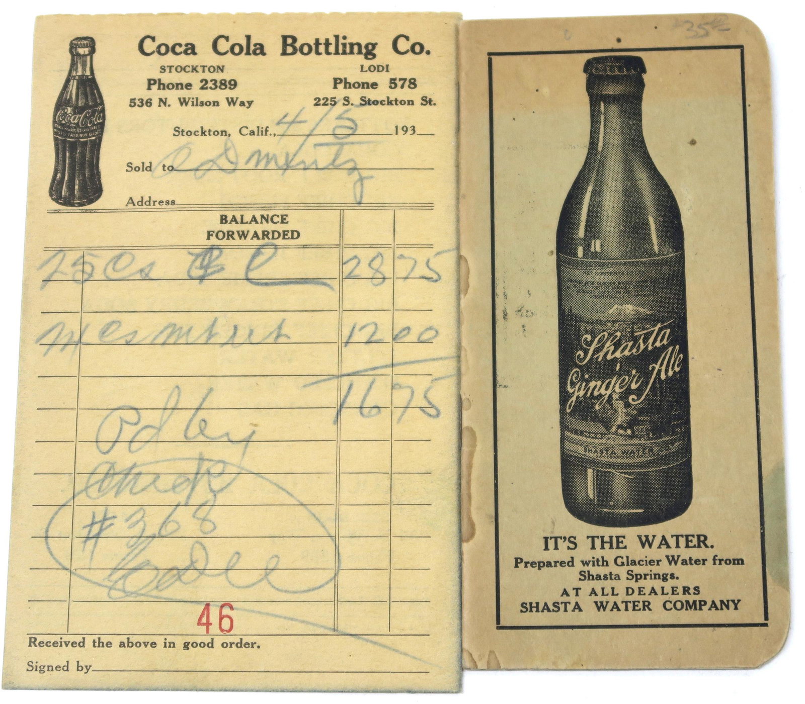 Soft Drink Ad & Receipt  [135912] (1 of 1)