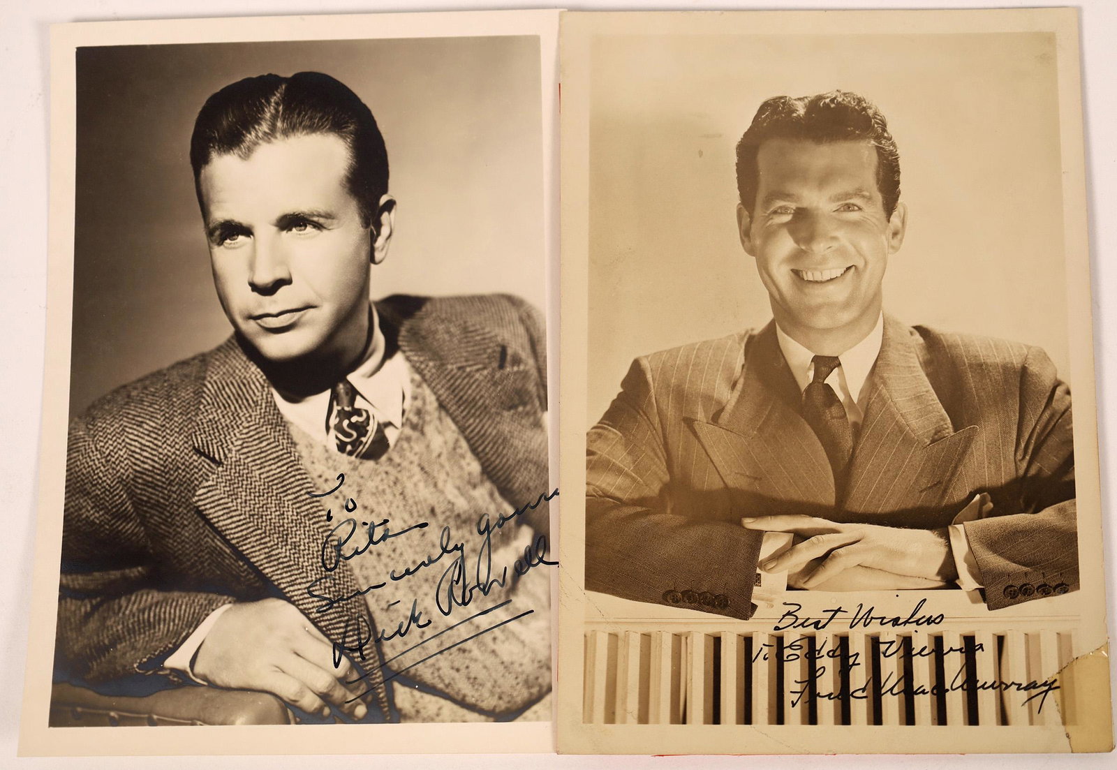 Fred MacMurray & Dick Powell Inscribed Photos (2) (1 of 1)