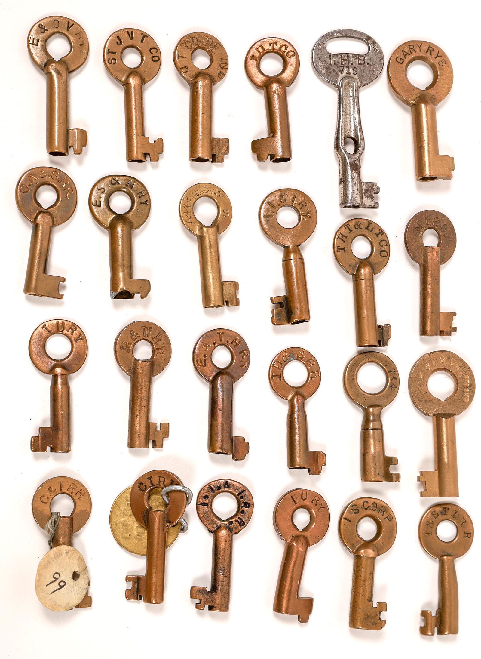 Railroad Lock Keys (24), multiple Indiana RR Lines (1 of 1)
