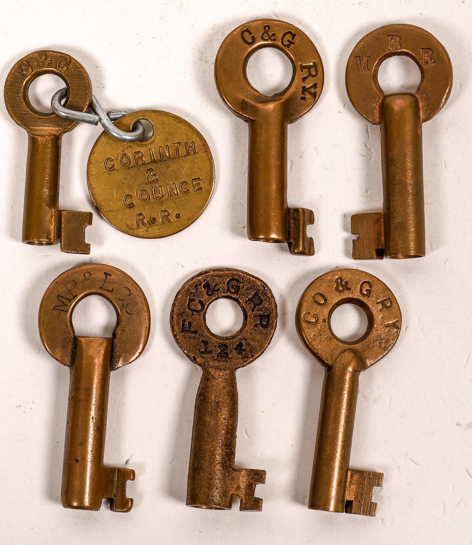 Railroad Lock Keys (6), Mississippi RR Lines  [138647] (1 of 1)