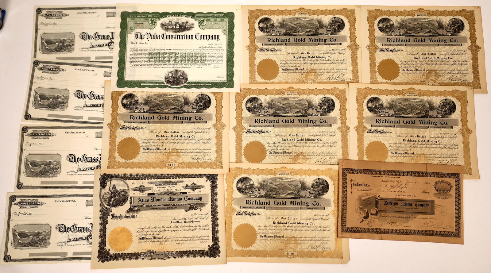 Mining and Water Company Stock Certificate Collection (1 of 1)