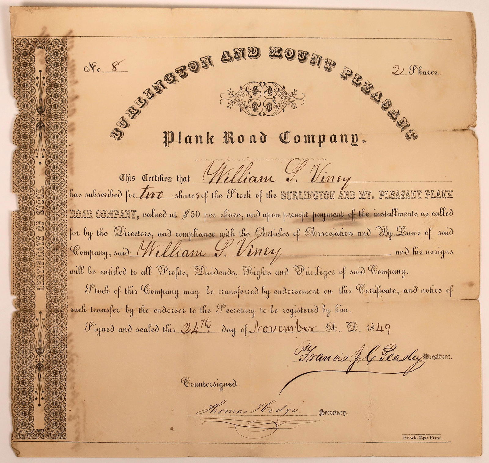 Very Early Burlington and Mount Pleasant Plank Road (1 of 1)