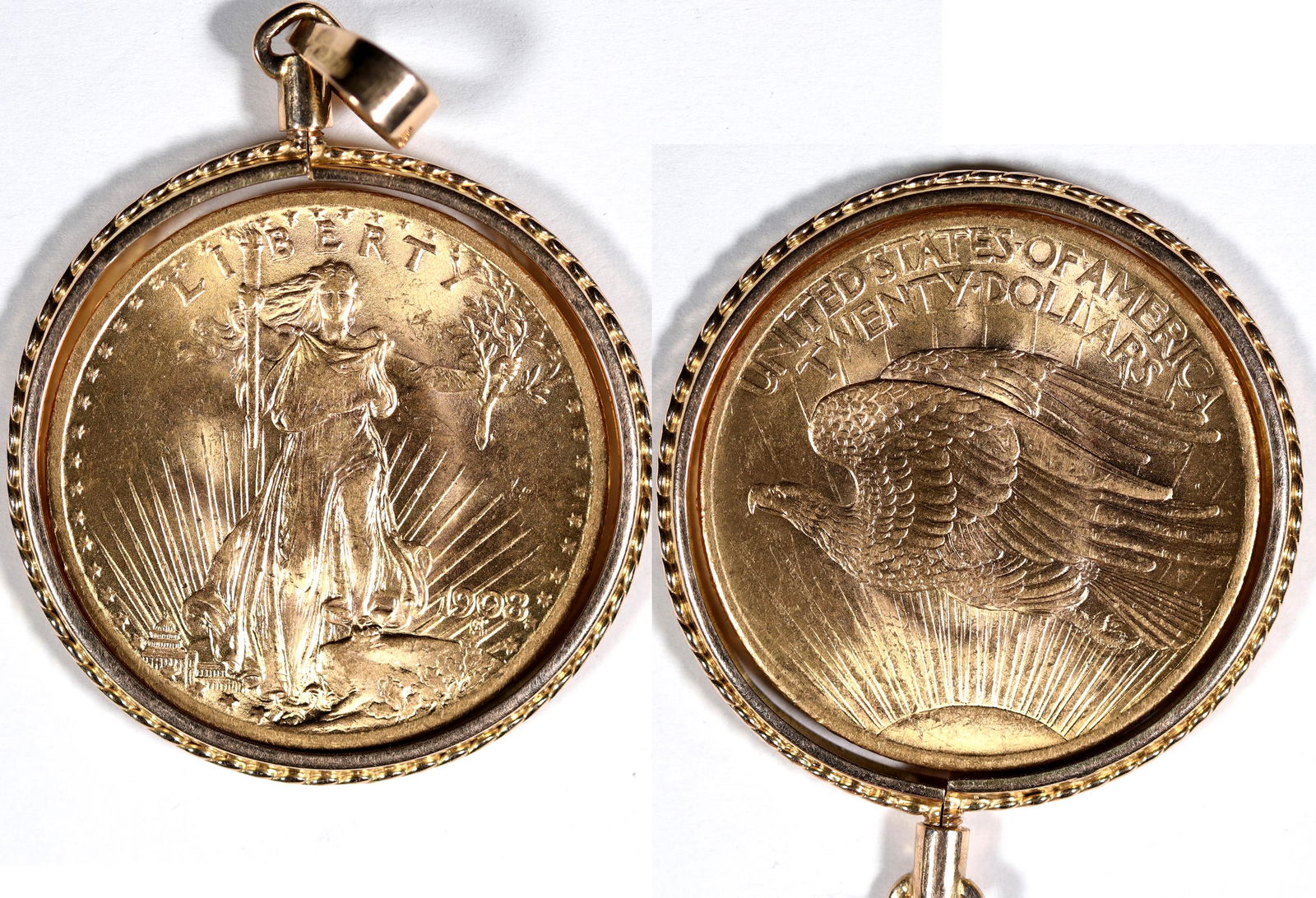 Saint Gaudens $20 U.S. Gold Piece with Bezel  [136185] (1 of 1)